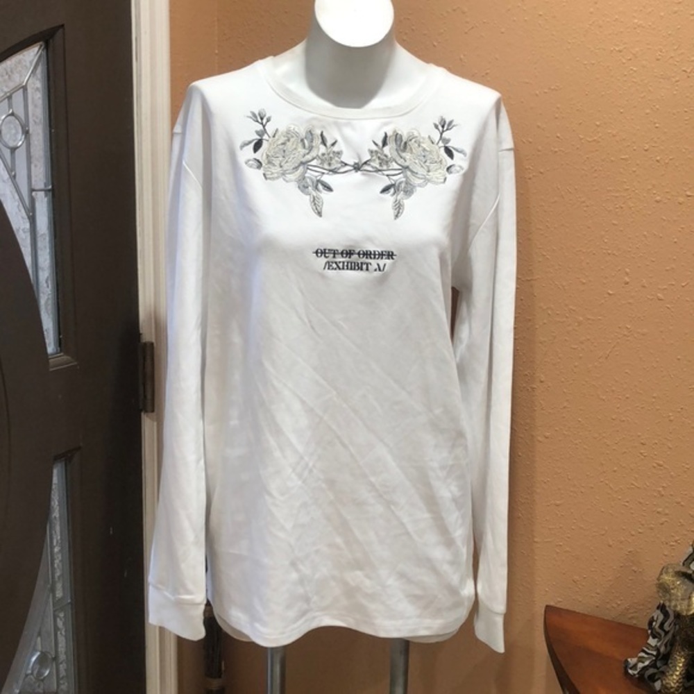 Out of order white floral long sleeve sweatshirt